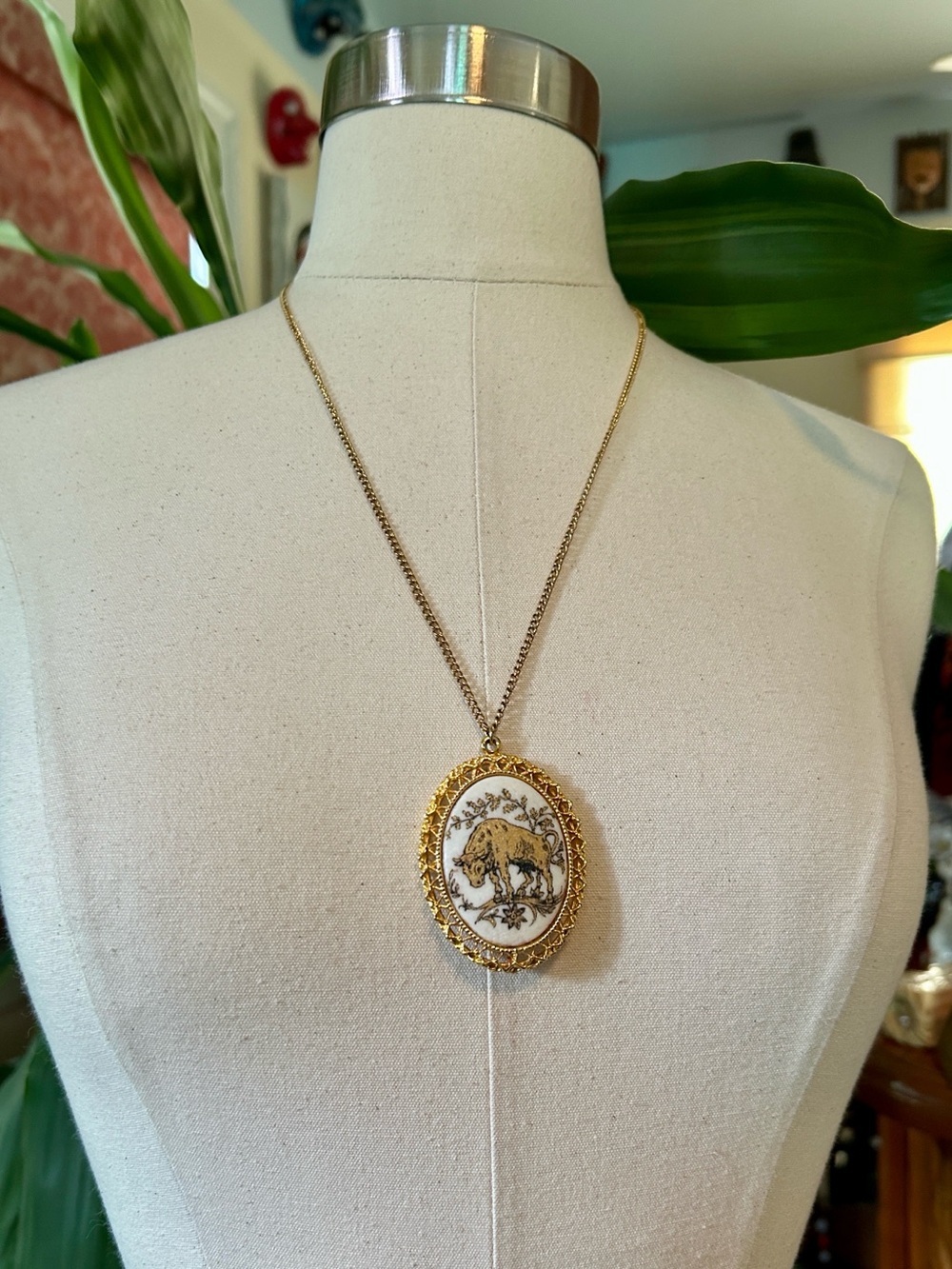 Pakula Buffalo Pendant Necklace with Sugared Finish